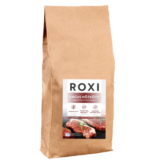 ROXI hundfoder- Angusnötkött, sötpotatis och morot -Vuxen