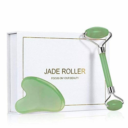Jade roller och Gua Sha set - Grön