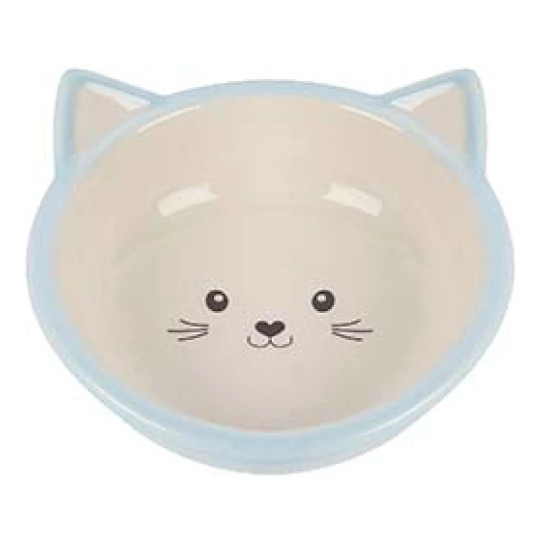 Kattskål i keramik - Rosa/Vit