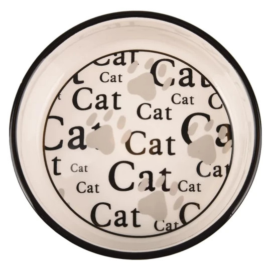 Kattskål i keramik, med mönster - 16 cm
