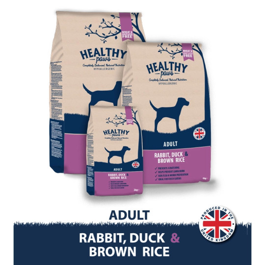 Rabbit duck & brown rice adult- Healthy Paws