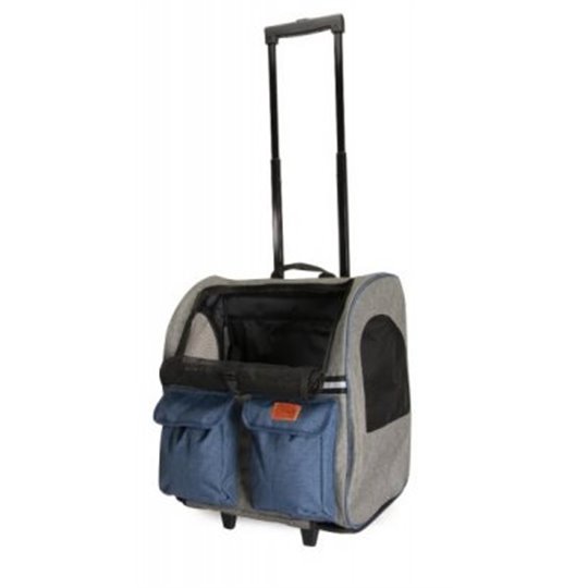 Transportväska hjul/ryggsäck, 44 x 40 x 25cm Blå/Grå