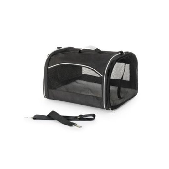 Transportväska Pet bag basic-(50 x 38 x 31cm Svart med dyna & axelrem)