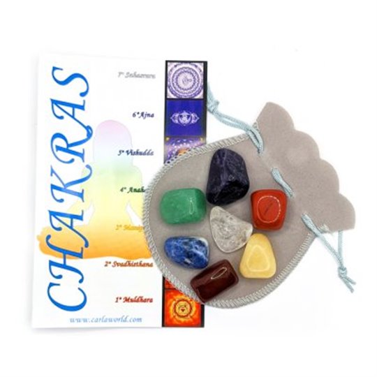 Chakra kristall-kit sju stenar med påse