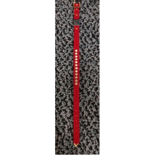 KW Katthalsband Lyx rött med strass-stenar