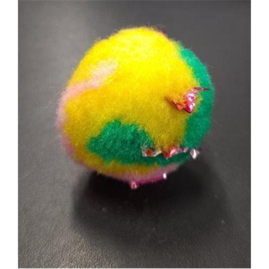 Fleeceboll grön / gul / rosa och glitter