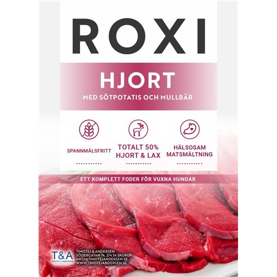 ROXI Hundfoder - Hjort, sötpotatis och mullbär för vuxna hundar