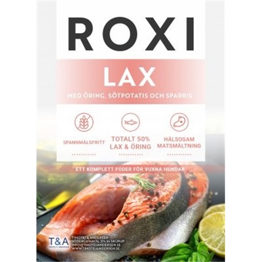 ROXI Hundfoder med Lax, Öring, Sötpotatis och Sparris(Vuxen)